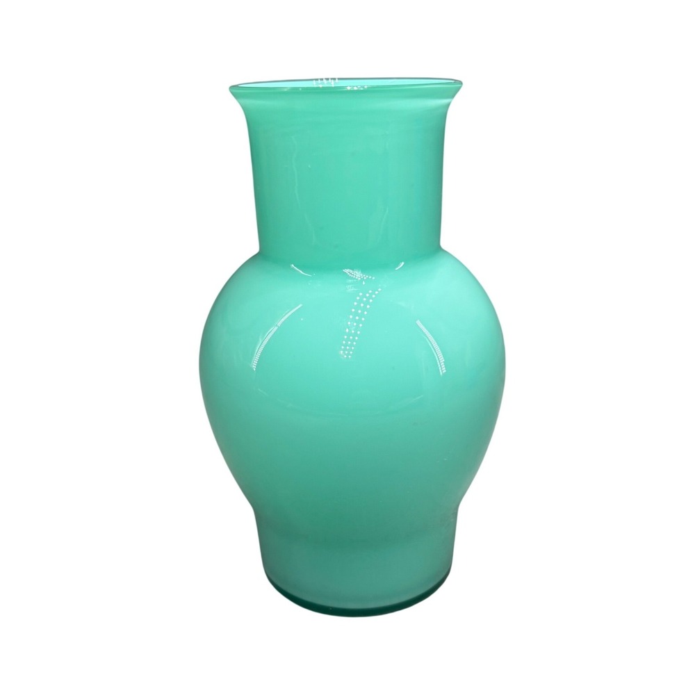 Carlo Moretti Murano Italy Turquoise Mint Opaline Hand Blown Glass Vase MCM 5"